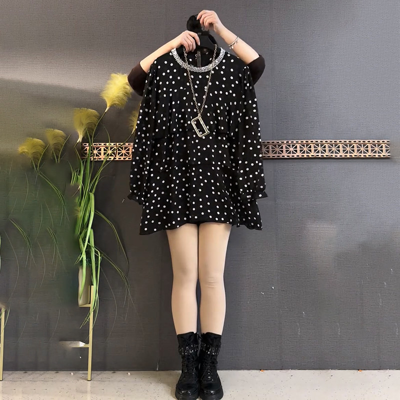 胖妹妹大码女装春季2026新款时尚套头显瘦遮肉重工领口纱感洋气衫,女装/女士精品,大码内搭,淘宝优惠券,粉丝福利购,淘宝优惠卷