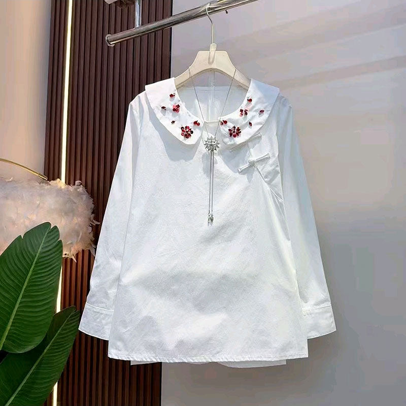 多巴胺春季新款时尚气质可爱百搭多色衬衫大码女装遮肉上衣简约潮