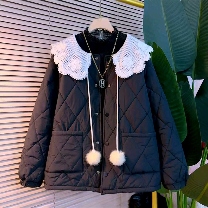 欧货毛球娃娃领棉服外套