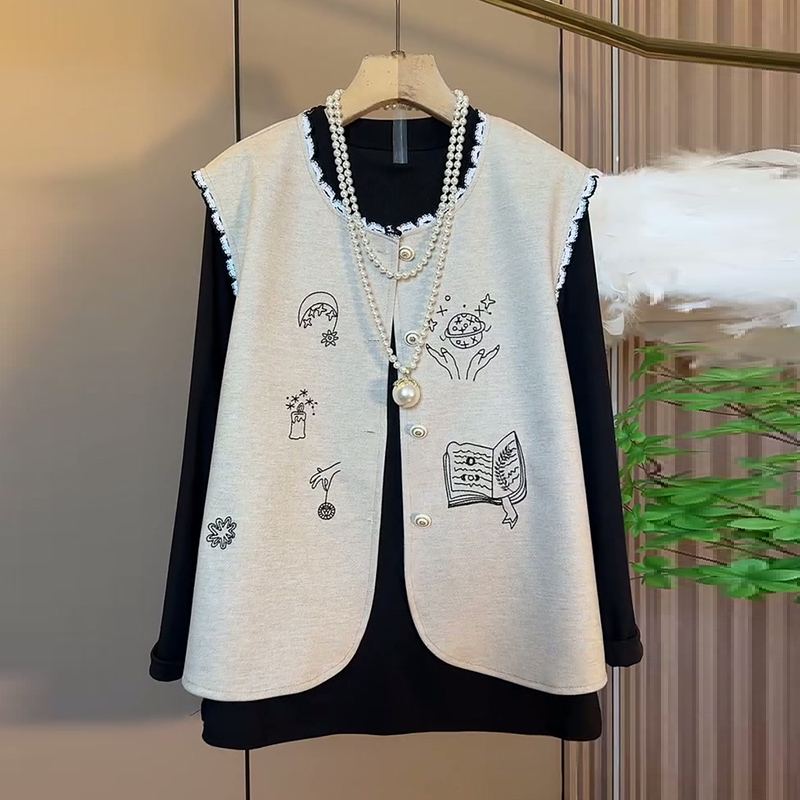 印图马甲百搭打底衫韩系大码女装