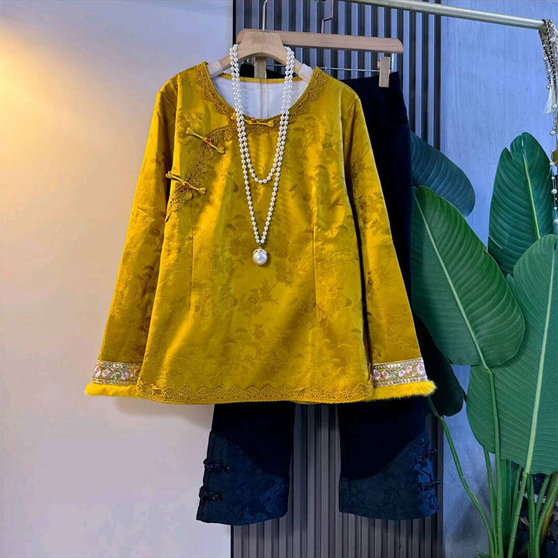 胖妹妹冬季新款大码女装中式国风缎面提花加绒盘扣上衣百搭裤子女,女装/女士精品,常规大码外套,淘宝优惠券,粉丝福利购,淘宝优惠卷