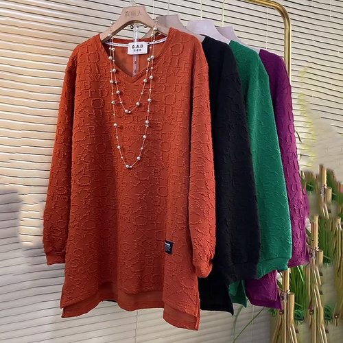 休闲上衣长袖圆领中长款字母卫衣