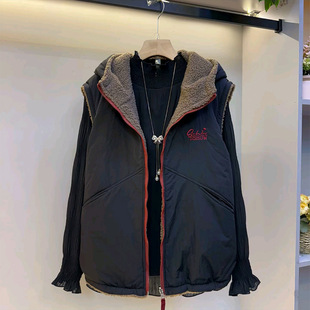 胖妹妹百搭马夹打底衫 设计款 女装 大码 休闲双面穿连帽马甲2025新款