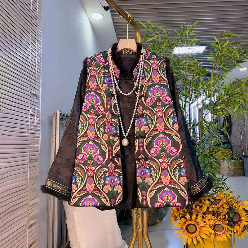 刺绣新中式马甲遮肉打底上衣上衣大码女装2024胖MM长袖冬季宽松,女装/女士精品,常规大码外套,淘宝优惠券,粉丝福利购,淘宝优惠卷