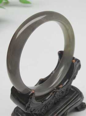 和田玉天然手镯青海料正品老料冰紫色晴水色平安镯正圈鉴定证书