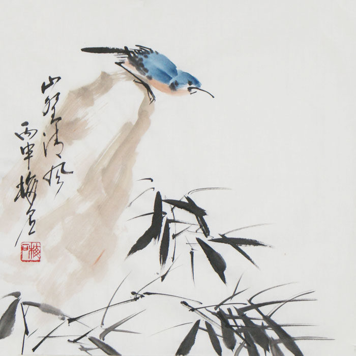 中式斗方字画写意花鸟画原稿国画梅花竹子菊花挂画手绘画名家书画