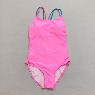 女士专业连体竞技泳衣双层锦纶多色肩带中低叉带胸垫训练泳装