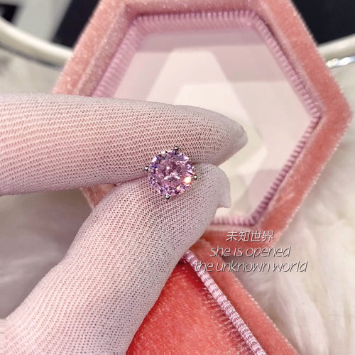 316L钛合金18k金粉色水钻耳骨钉