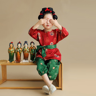 儿童汉服蹴鞠舞蹈新中式国风男女童表演服唐装幼儿开学季演出服装