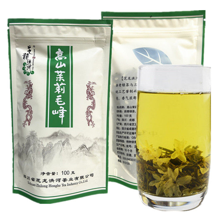 芝龙洪河高山茉莉毛峰100g四川成都绿茶茉莉花茶花毛峰毛尖茶叶