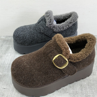 棉鞋 工厂断码 厚底增高深口低帮复古加绒勃肯鞋 2025秋冬款 处理女鞋