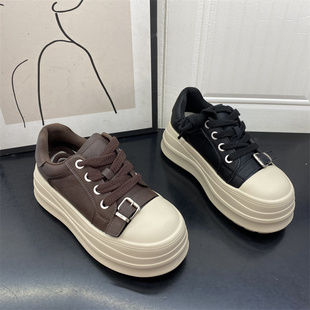 清仓断码处理真皮女鞋2025秋季新款外穿潮流爆款厚底韩版深口板鞋