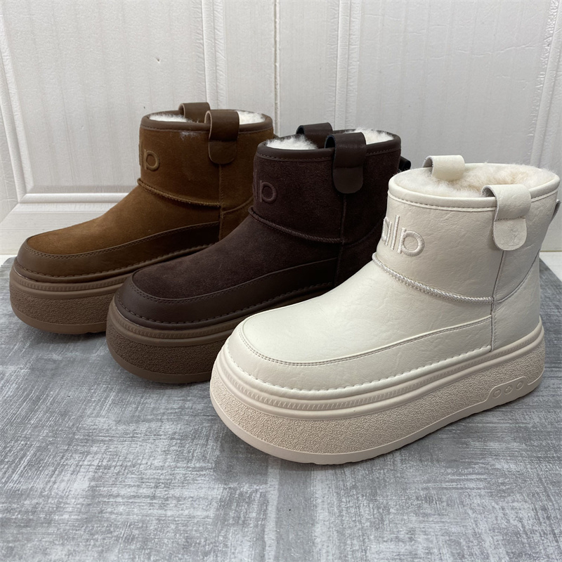 厚底增高舒适雪地靴断码处理真皮女靴2025冬季新款厚绒保暖棉短靴