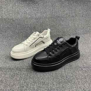 厂家断码处理真皮男鞋2024秋季新款青年潮款学院风牛皮深口男板鞋