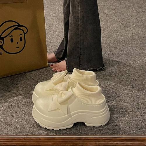 厚底防滑新款蝴蝶结棉拖鞋女冬外穿加绒保暖居家室内防水包跟棉鞋