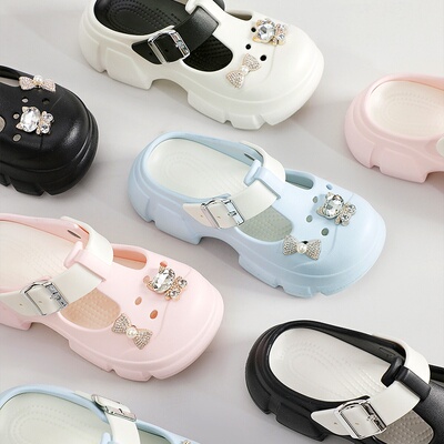 ggglu厚底洞洞鞋女2026新款外穿沙滩凉拖鞋踩屎感包头半拖夏