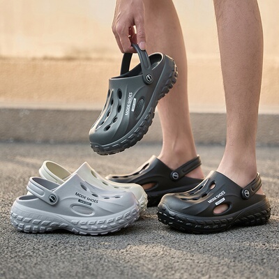 GGGLU阳光路EVA男士两穿洞洞鞋轻便户外穿沙滩凉鞋包头凉拖鞋