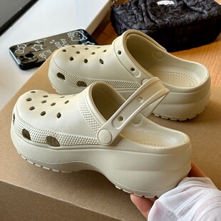 云朵洞洞鞋女士2026新款夏季厚底包头拖鞋一体式外穿沙滩凉拖
