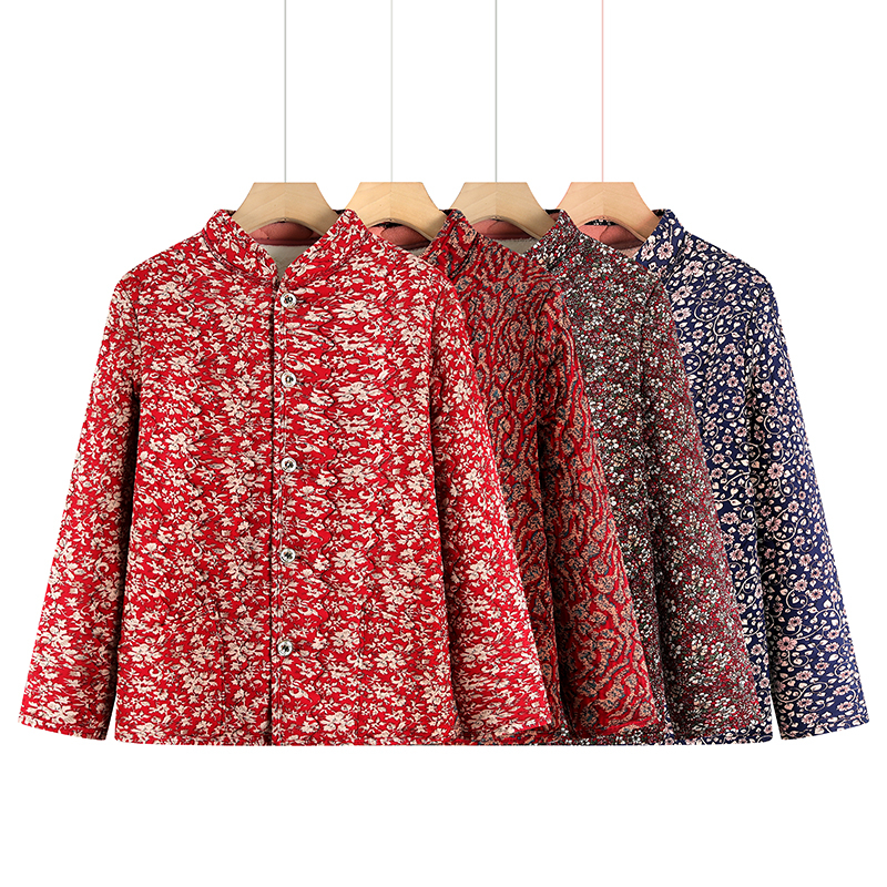 秋冬妈妈加厚碎花棉衣袄