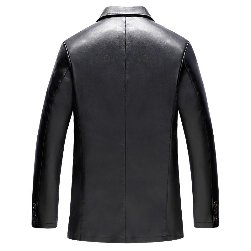 【秋冬薄款】海宁西装领皮衣男士西服皮夹克中老年PU皮衣外套,男装皮衣,星座1712