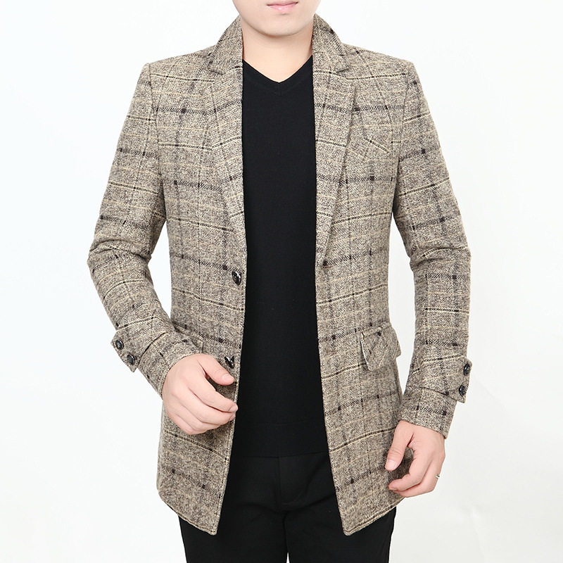 秋冬流行新款爸爸装中年男士毛呢休闲外套男装呢子大衣，男装毛呢大衣，星座1712-2