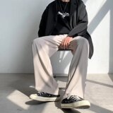 2022冷淡风男装高级感炸街裤子男高街ins潮痞帅休闲拖地西裤，男装西裤，星座1712-2