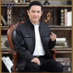 2021新款中年爸爸春装薄款男士40春秋季夹克50岁中老年人外套男装图片