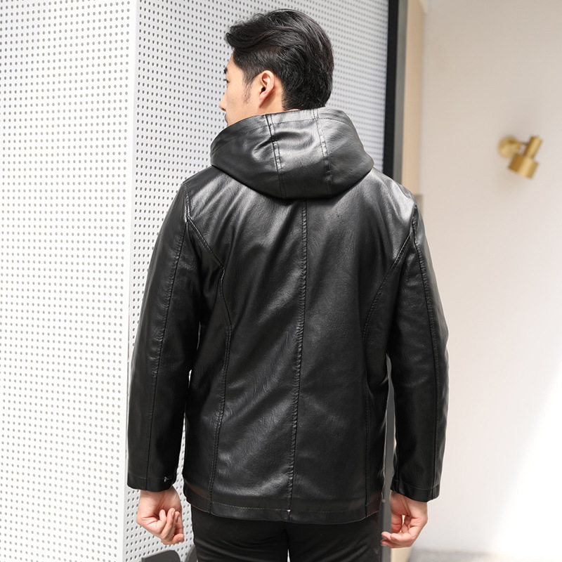 2020连帽皮衣男冬装外套加绒加厚中年皮夹克男装中老年皮衣男,男装皮衣,星座1712