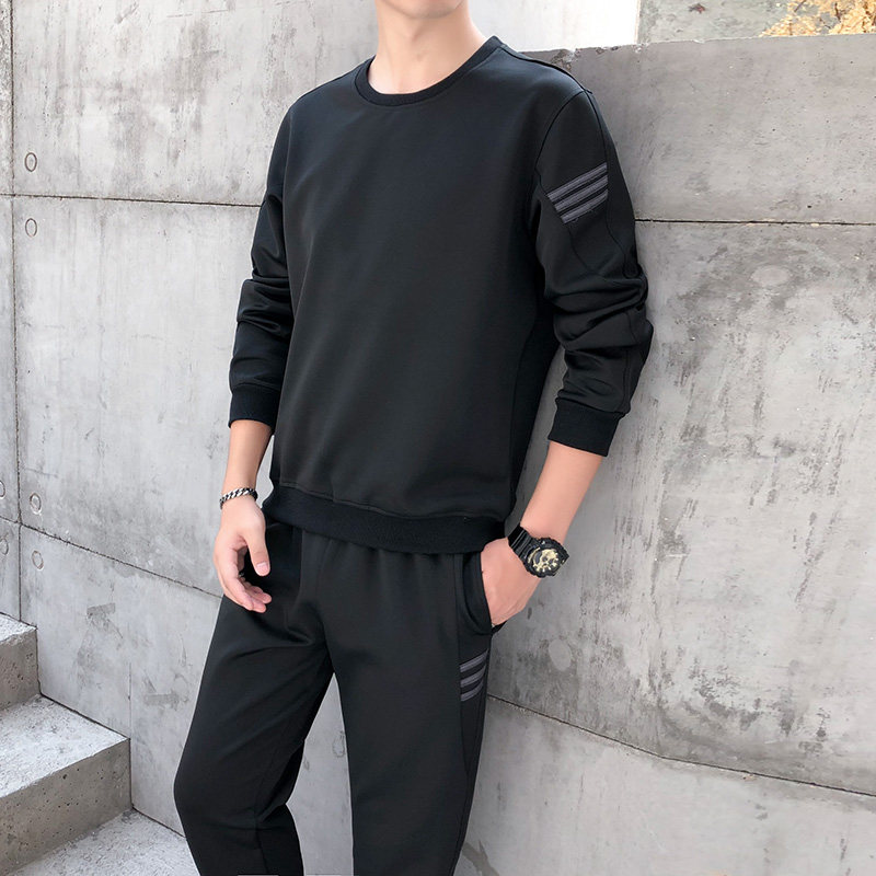 春装新款青少年两件套潮牌运动休闲圆领长袖卫衣套装男817-P45图片