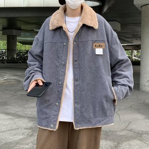 2024冬季日系复古牛仔棉服男ins潮流宽松加绒加厚翻领夹克外套图片