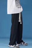 黑色阔腿裤男女高腰垂感夏季薄款2023新款宽松直筒休闲裤，男装休闲裤，星座1712-2