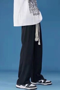 黑色阔腿裤男女高腰垂感夏季薄款2023新款宽松直筒休闲裤图片