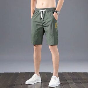 短裤男夏季新款时尚潮流直筒宽松大码薄款冰丝透气韩版运动五分裤图片