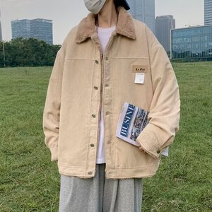 2024冬季日系复古牛仔棉服男ins潮流宽松加绒加厚翻领夹克外套图片
