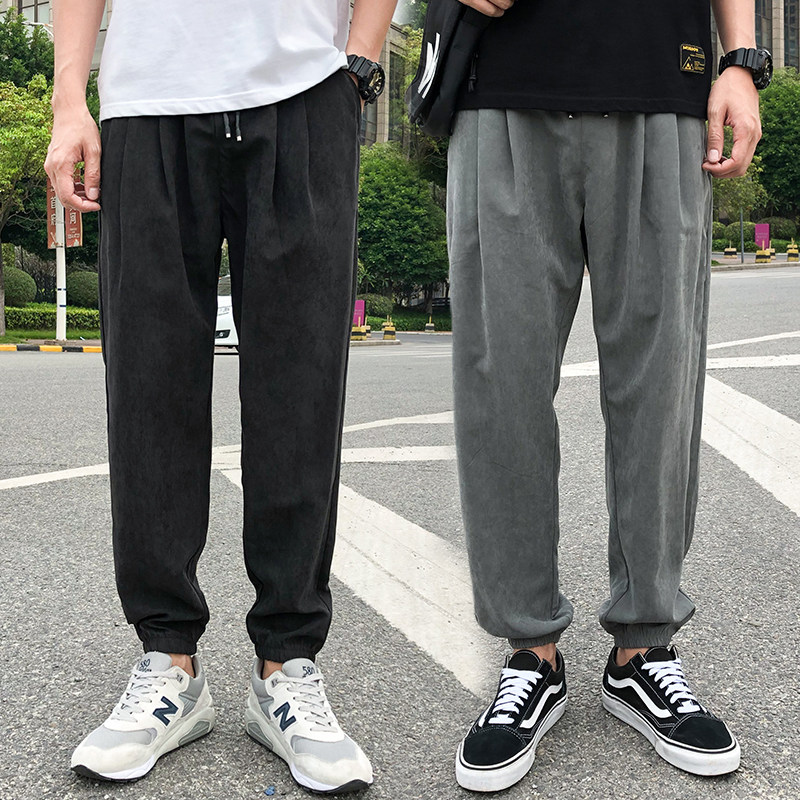 风男裤子春夏季休闲裤薄款棉麻哈伦裤宽松束脚裤灯笼潮牌图片