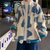 2022心碎创可贴奶牛纹双面穿羊羔毛外套可爱女休闲百搭男潮，男装棉衣，星座1712-2