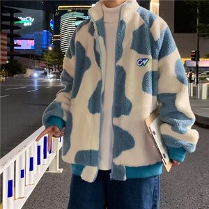 2022心碎创可贴 奶牛纹双面穿羊羔毛外套可爱女休闲百搭男潮图片