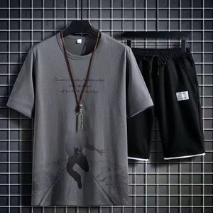 休闲运动一套装2023夏季男士短袖t恤搭配潮流学生潮牌ins帅气衣服图片