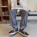 魔术贴灯芯绒卫裤男宽松高街风束脚裤ins韩版潮流百搭帅气休闲裤，男装休闲裤，星座1712-2