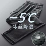 ins韩版潮流冰丝休闲裤男夏季薄款网眼速干运动裤宽松百搭九分裤，男装休闲裤，星座1712-2