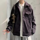 灯芯绒外套男士春秋季美式复古工装成熟稳重休闲宽松翻领条绒夹克，男装夹克，星座1712-2