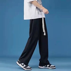 黑色阔腿裤男女高腰垂感夏季薄款2023新款宽松直筒休闲裤图片