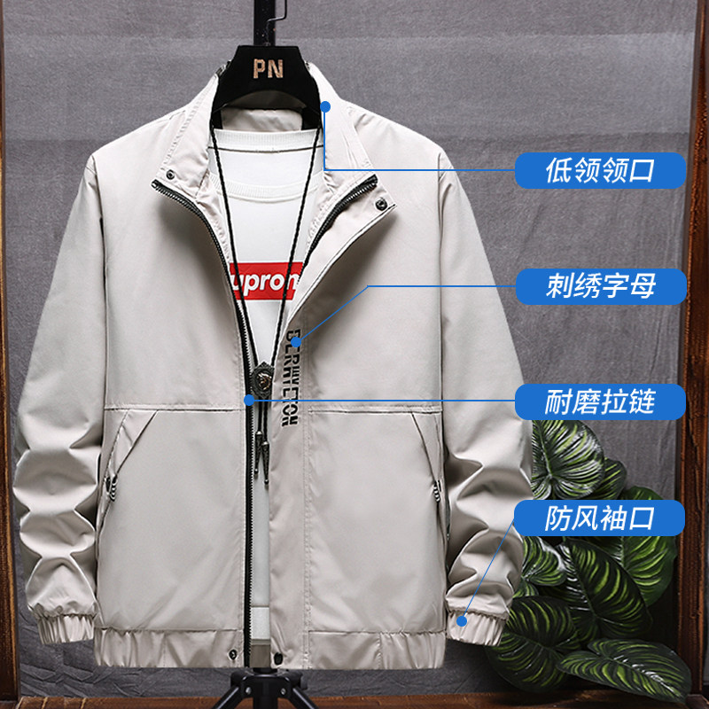 男士休闲外套夹克2024春秋季新款立领高端潮流棒球服短款风衣男装,男装夹克,星座1712-2