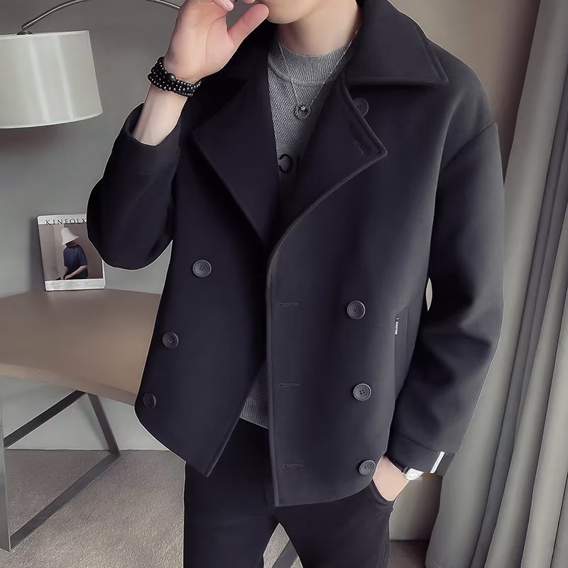毛呢加厚西装外套男ins潮牌西服短款呢子大衣秋冬高级感炸街男装,男装毛呢大衣,星座1712-2