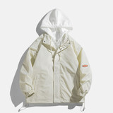 2024新假两件连帽外套男春秋宽松百搭夹克休闲情侣拼色潮牌飞行服，男装夹克，星座1712-2