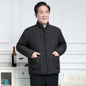 男装棉服中老年棉衣男士加绒立领保暖底衫绒棉服冬外套男式棉服男图片