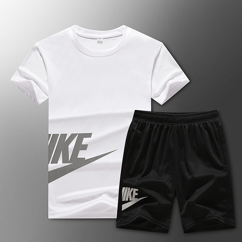 短袖套装男夏季运动跑步速干男士套装跨境外贸地摊热卖T恤两件套，男装休闲套装，星座1712-2