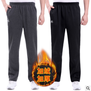 中老年人男运动裤子加绒加厚长裤老人松紧腰休闲裤宽松高腰秋冬装