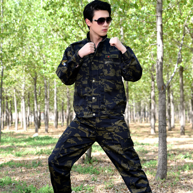 户外野战纯棉迷彩服套装黑鹰迷彩作训服军迷服装耐磨加厚工作服,男装休闲套装,星座1712