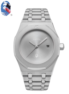 BAPE TYPE 9 BAPEX 潮牌皇家橡树无字天书自动机械银色男女腕表